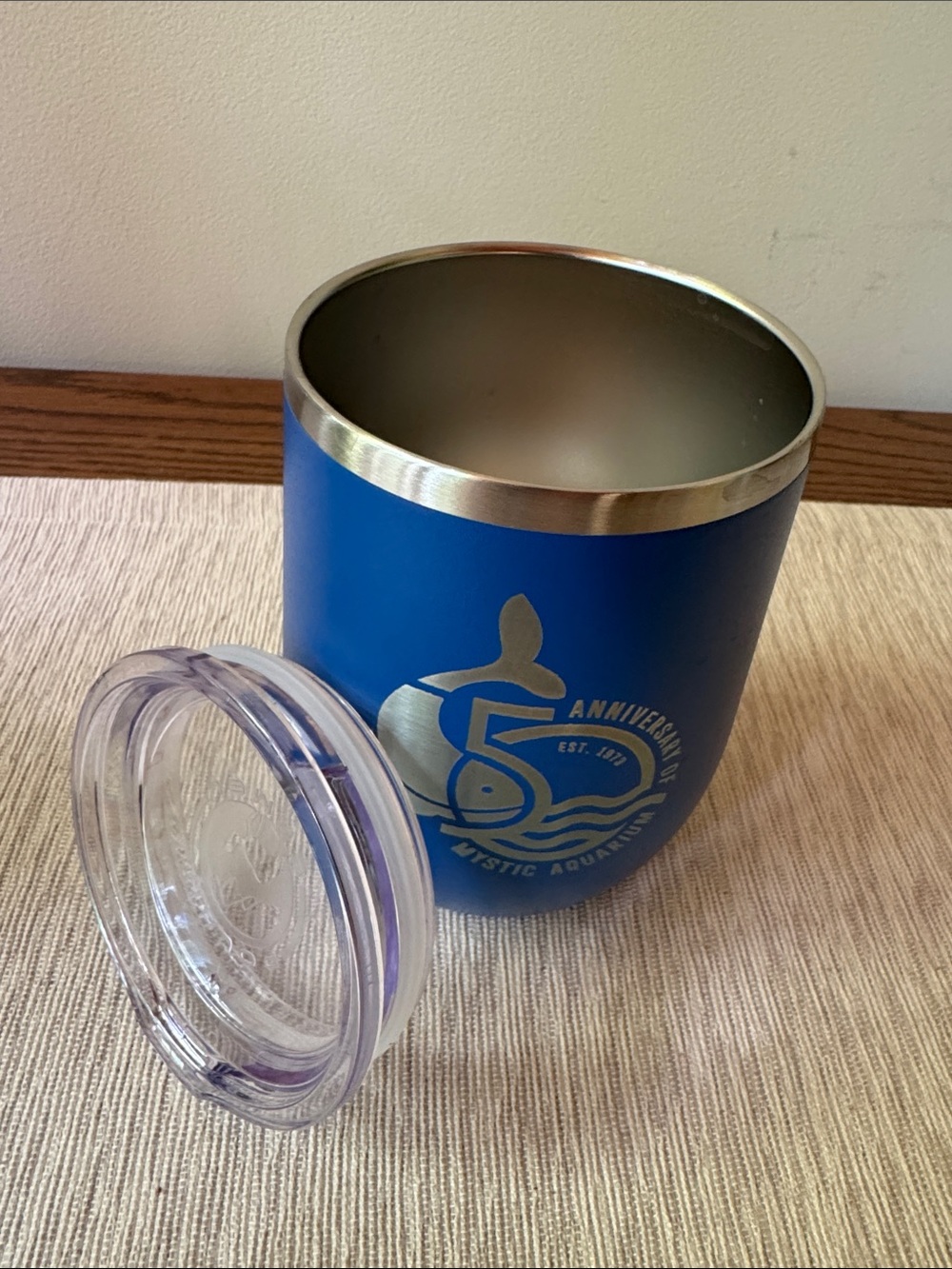 Mystic Aquarium 50th Anniversary Blue Insulated Tumbler with Lid
